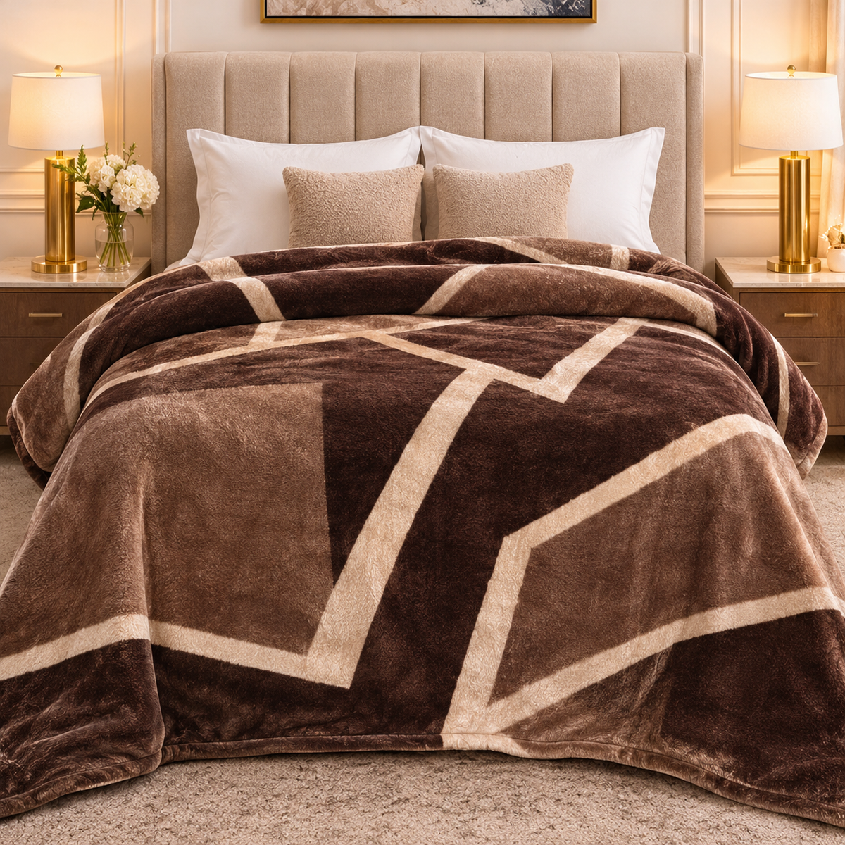Olive Three-Ply Double Blanket