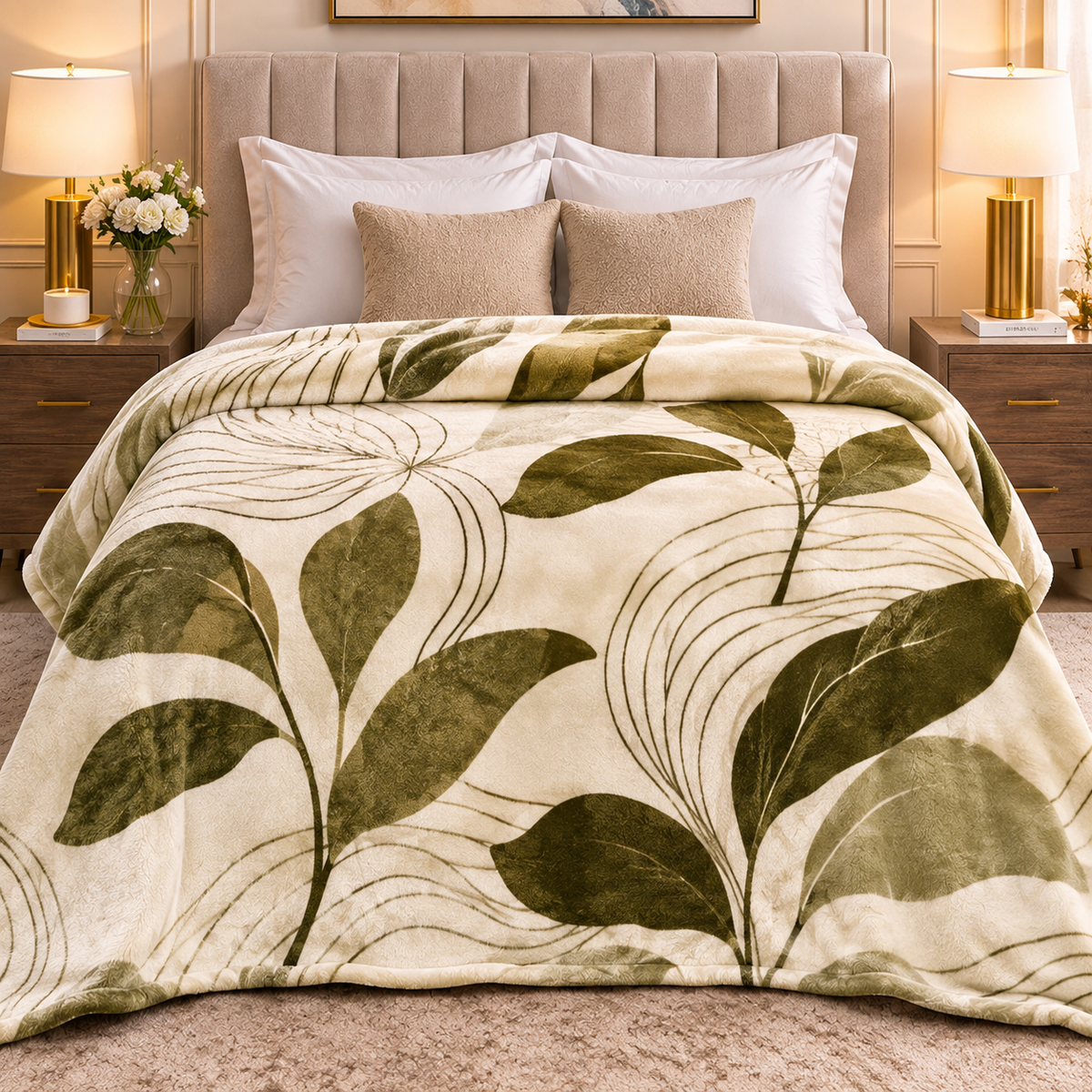 Olive Three-Ply Double Blanket